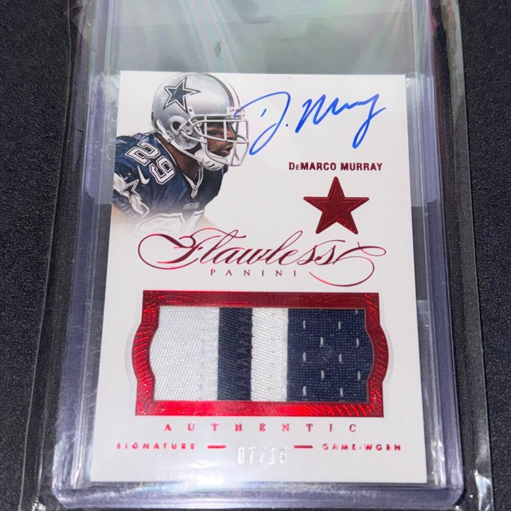 2014 Panini Flawless - Patches Autographs DeMarco Murray #28 Ruby /15 (AU, MEM)